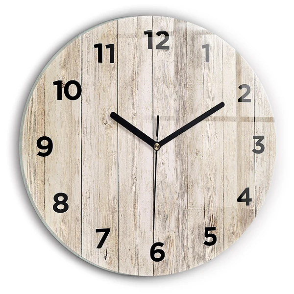 Wanduhr glas rund Holztafeln