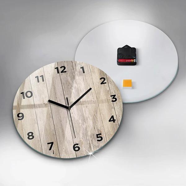 Wanduhr glas rund Holztafeln