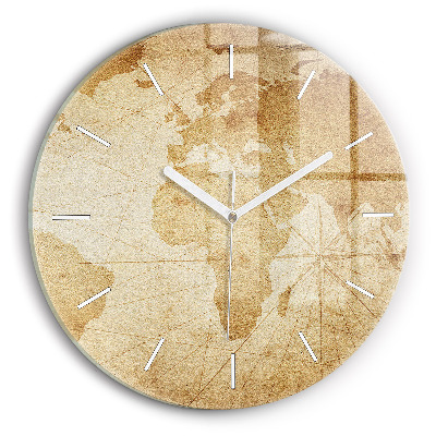 Wanduhr rund mit motiv Vintage-Weltkarte