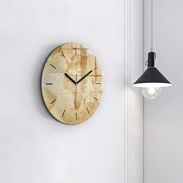 Wanduhr rund mit motiv Vintage-Weltkarte