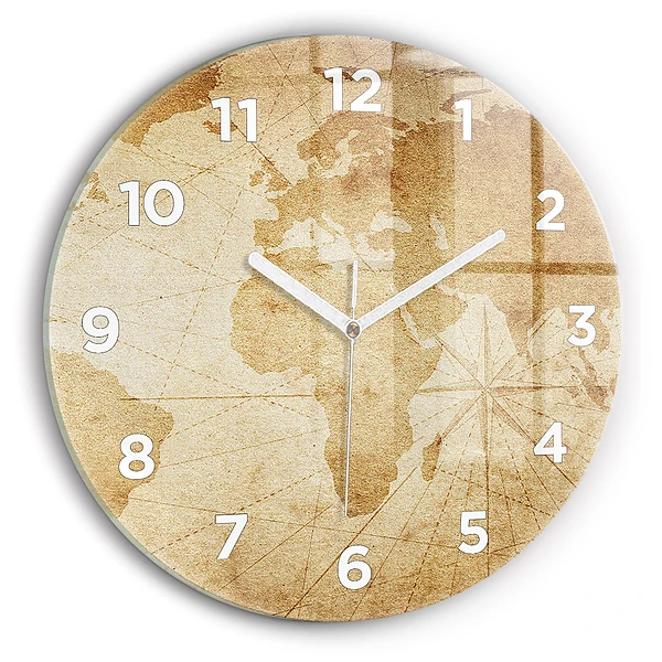 Wanduhr rund mit motiv Vintage-Weltkarte