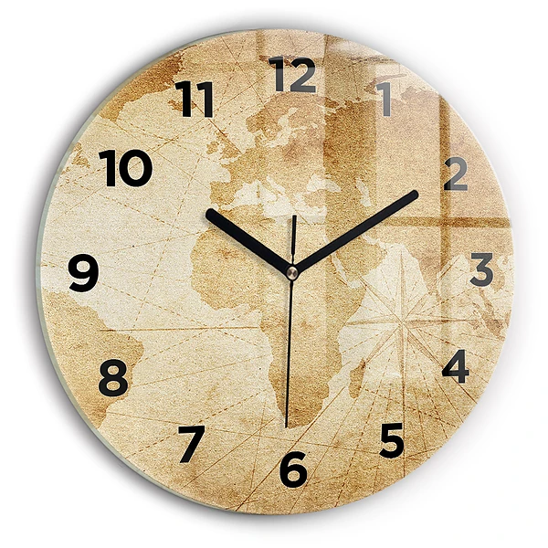 Wanduhr rund mit motiv Vintage-Weltkarte