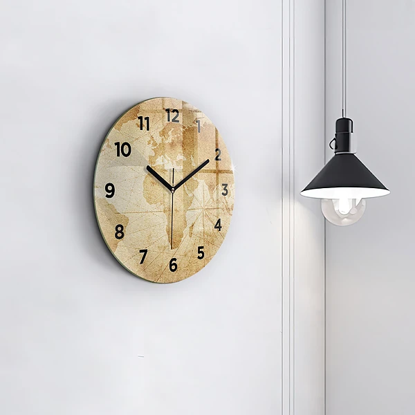 Wanduhr rund mit motiv Vintage-Weltkarte