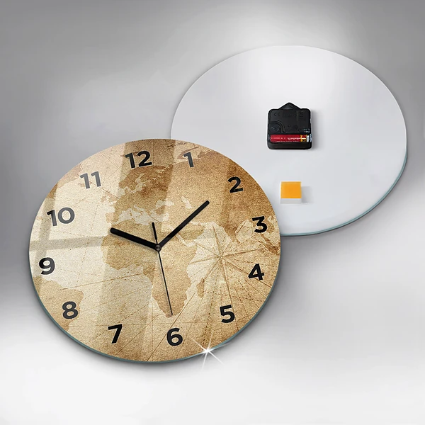 Wanduhr rund mit motiv Vintage-Weltkarte