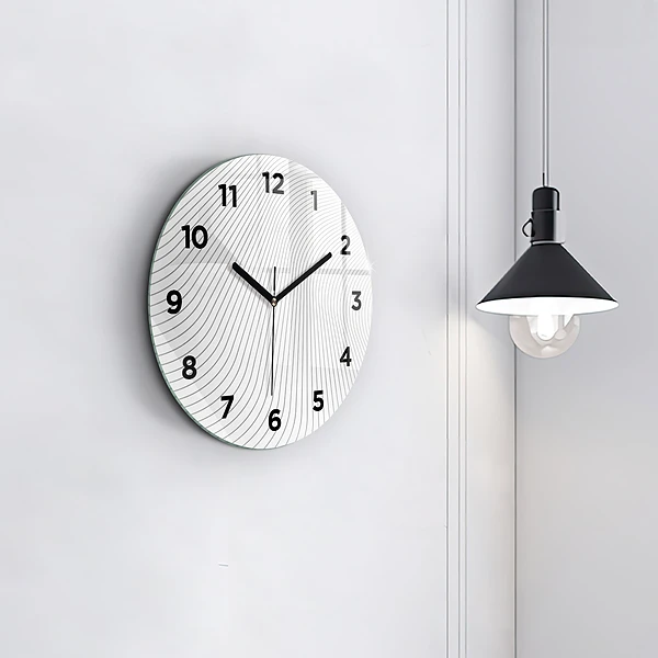 Wanduhr glas rund Linien abstrakt