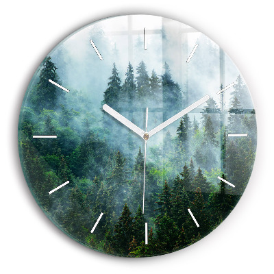 Wanduhr rund Nebliger Wald