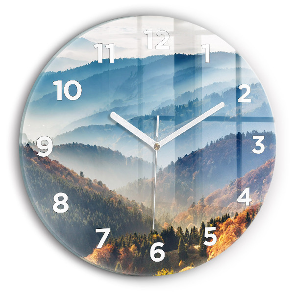 Wanduhr rund mit motiv Berglandschaft