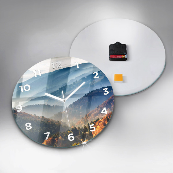 Wanduhr rund mit motiv Berglandschaft