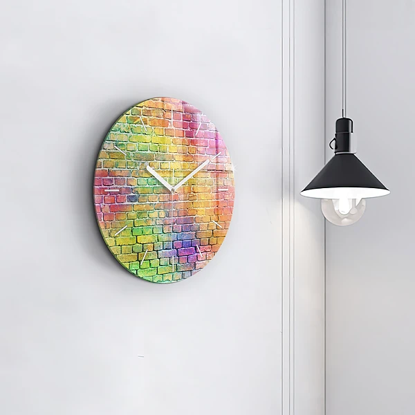 Wanduhr glas rund Bemalte Wand