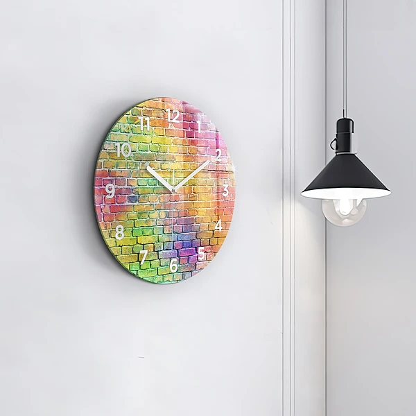 Wanduhr glas rund Bemalte Wand