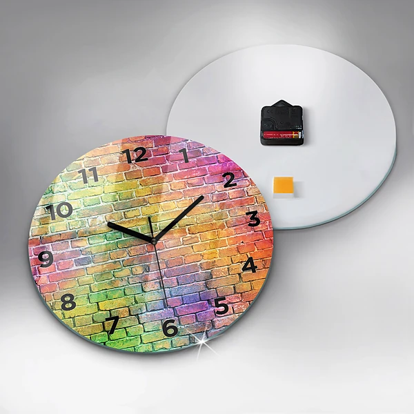 Wanduhr glas rund Bemalte Wand