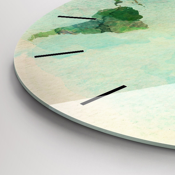 Wanduhr rund Aquarell Weltkarte