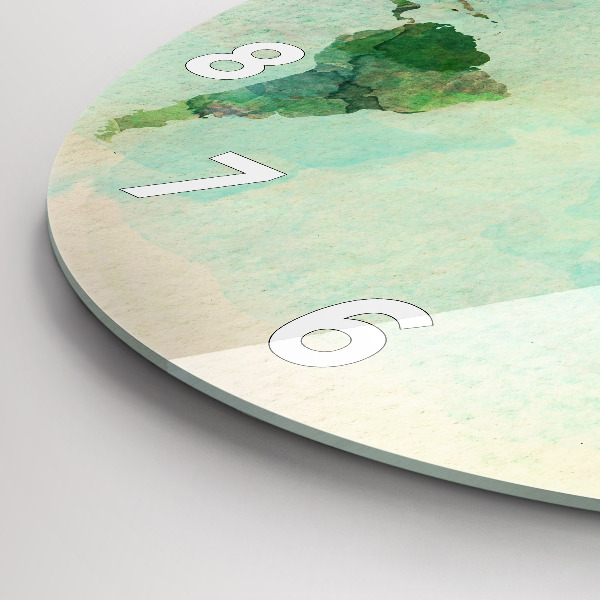 Wanduhr rund Aquarell Weltkarte