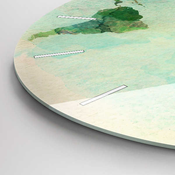 Wanduhr rund Aquarell Weltkarte
