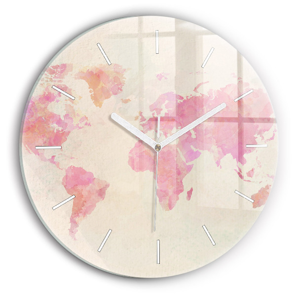 Wanduhr rund mit motiv Aquarell Weltkarte