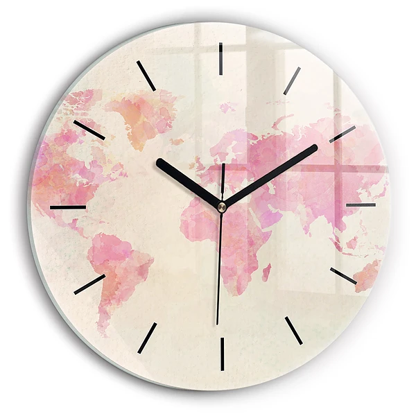 Wanduhr rund mit motiv Aquarell Weltkarte