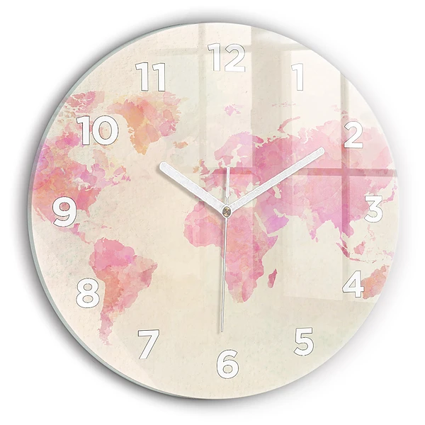 Wanduhr rund mit motiv Aquarell Weltkarte
