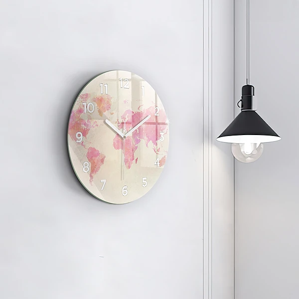 Wanduhr rund mit motiv Aquarell Weltkarte