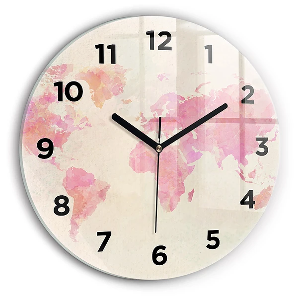Wanduhr rund mit motiv Aquarell Weltkarte