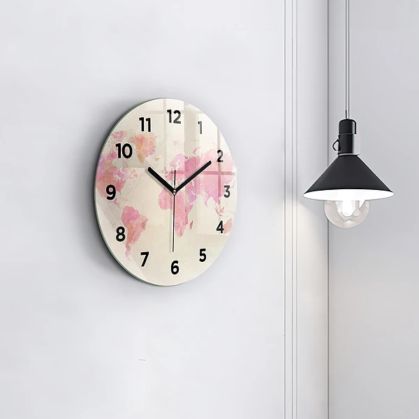 Wanduhr rund mit motiv Aquarell Weltkarte
