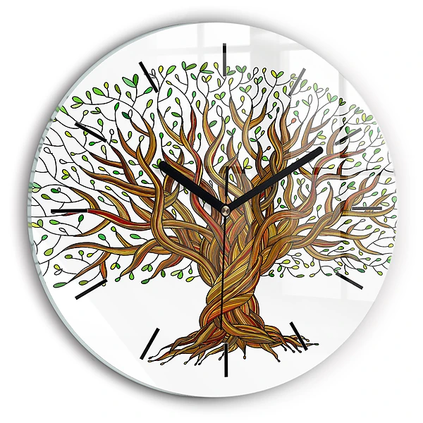 Wanduhr rund mit motiv Baumwurzeln