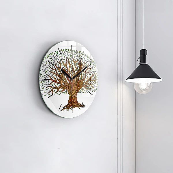 Wanduhr rund mit motiv Baumwurzeln