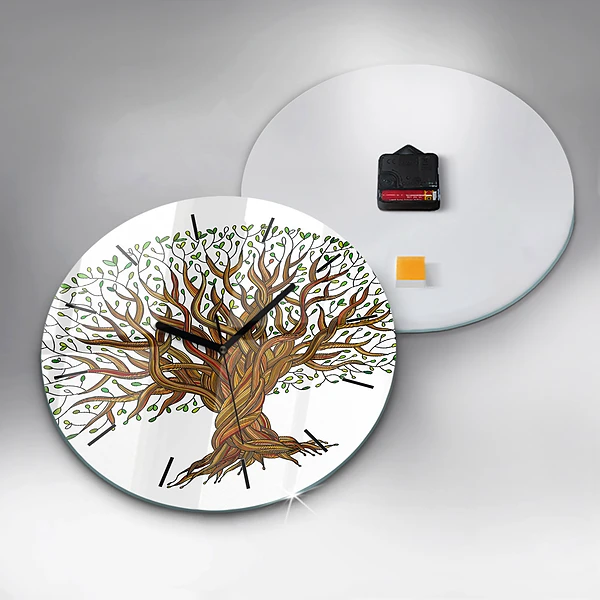 Wanduhr rund mit motiv Baumwurzeln