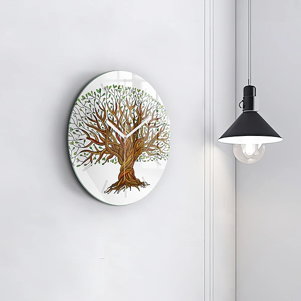 Wanduhr rund mit motiv Baumwurzeln