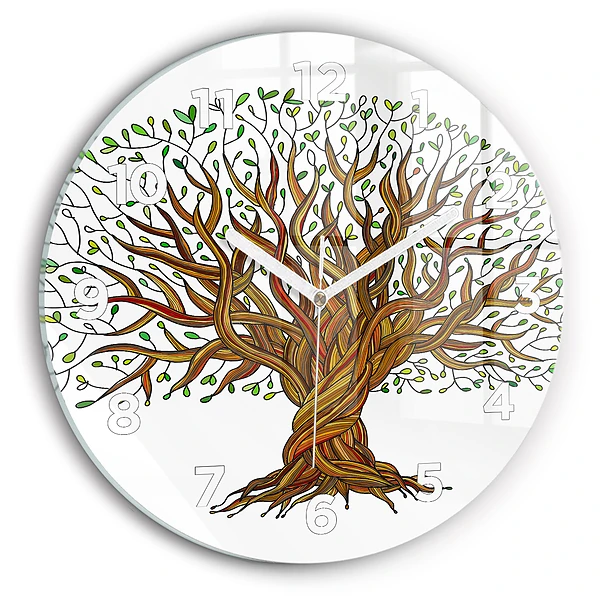 Wanduhr rund mit motiv Baumwurzeln