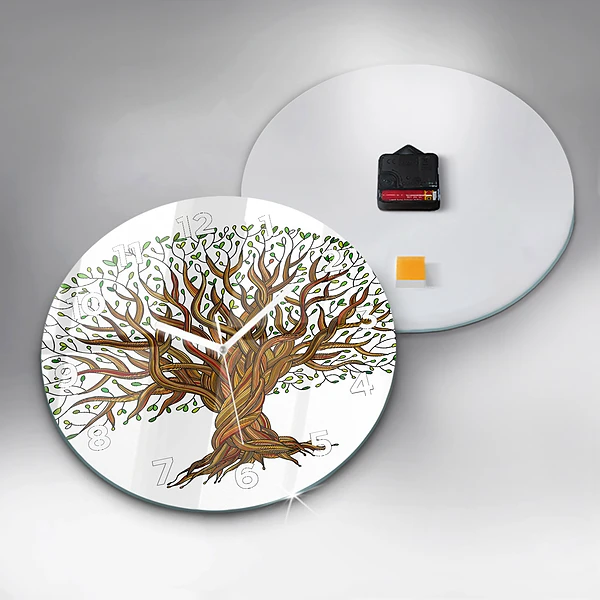 Wanduhr rund mit motiv Baumwurzeln