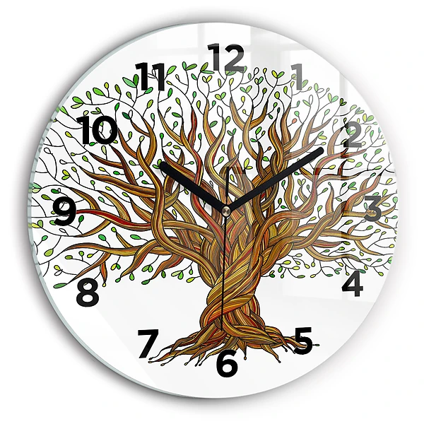 Wanduhr rund mit motiv Baumwurzeln