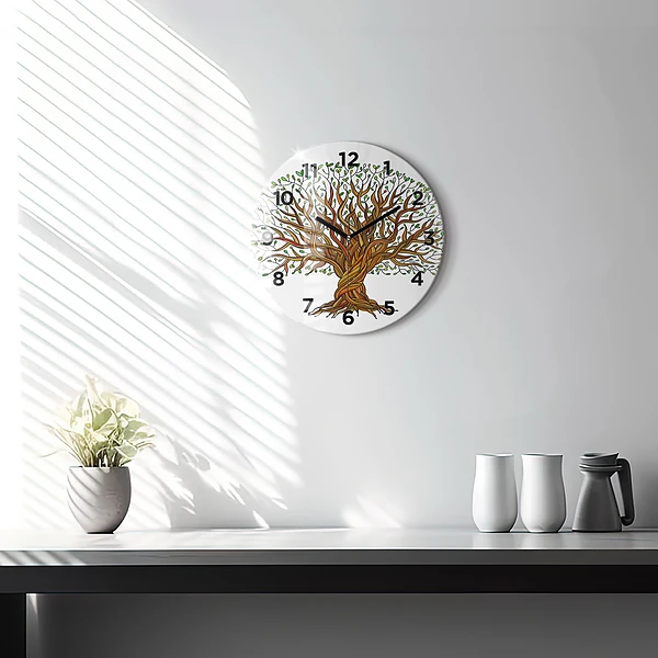 Wanduhr rund mit motiv Baumwurzeln