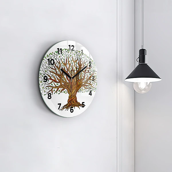 Wanduhr rund mit motiv Baumwurzeln