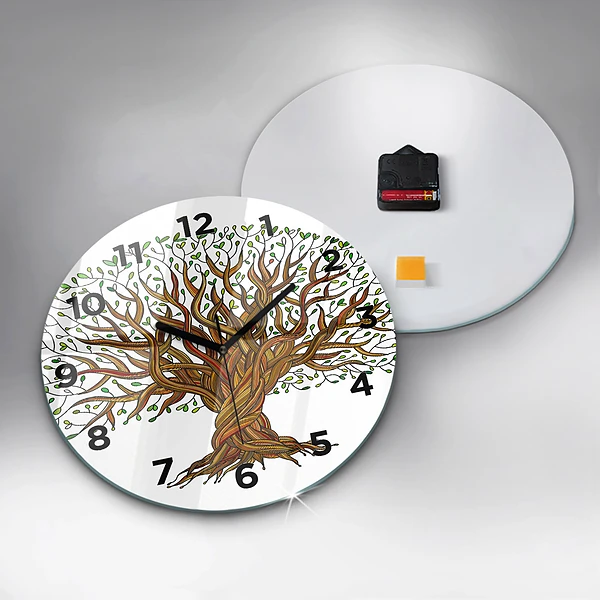 Wanduhr rund mit motiv Baumwurzeln