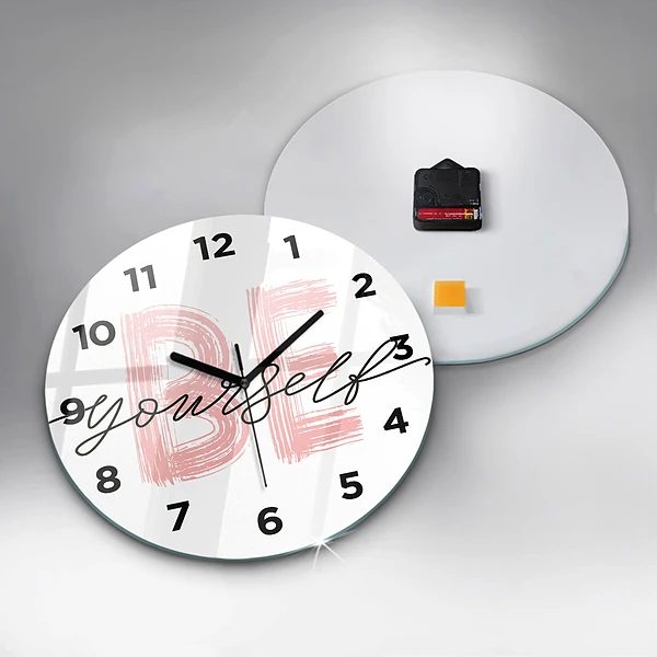 Wanduhr rund Inschrift Sei du selbst