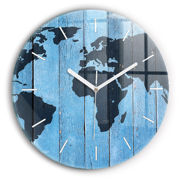 Wanduhr rund Tafel Weltkarte