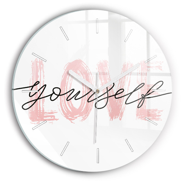 Wanduhr rund mit motiv Inschrift Liebe dich selbst