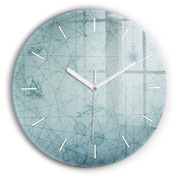 Wanduhr glas rund Vintage-Karte