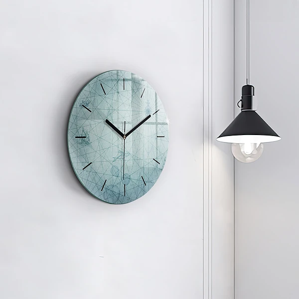 Wanduhr glas rund Vintage-Karte