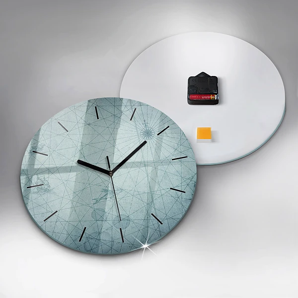 Wanduhr glas rund Vintage-Karte