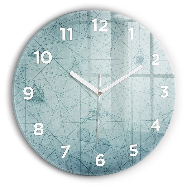 Wanduhr glas rund Vintage-Karte