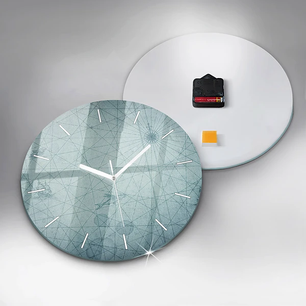 Wanduhr glas rund Vintage-Karte