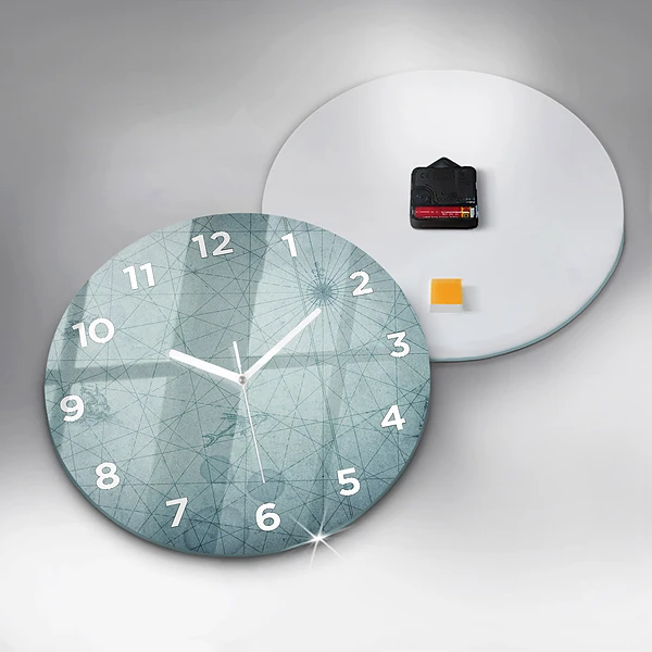 Wanduhr glas rund Vintage-Karte
