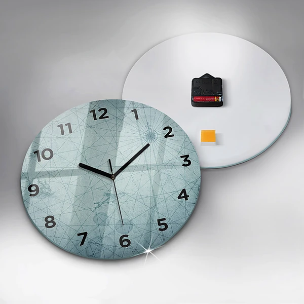 Wanduhr glas rund Vintage-Karte