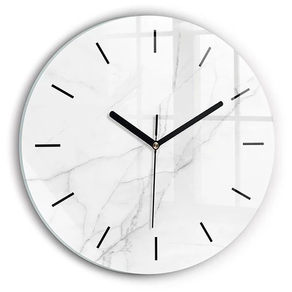 Wanduhr glas rund Dekorativer Marmor