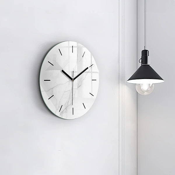 Wanduhr glas rund Dekorativer Marmor