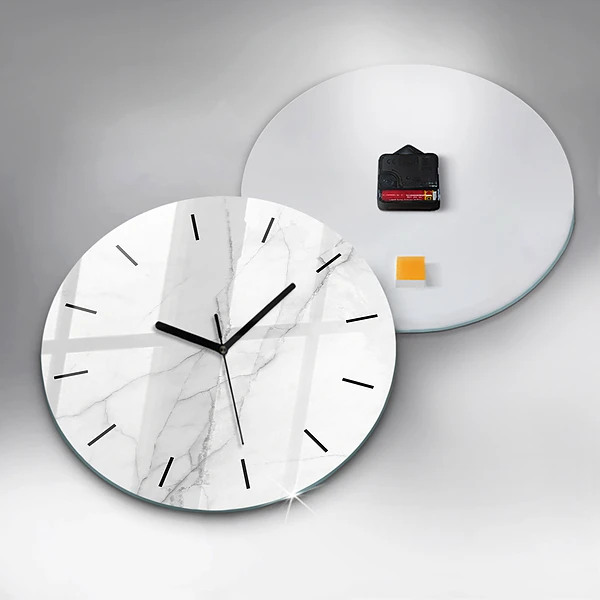 Wanduhr glas rund Dekorativer Marmor