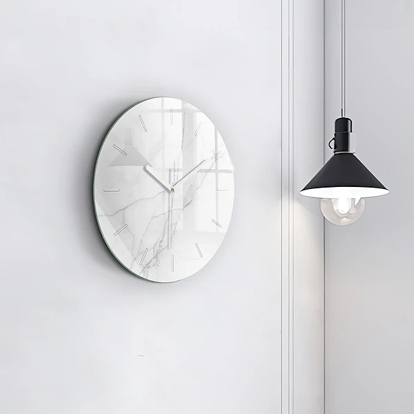 Wanduhr glas rund Dekorativer Marmor