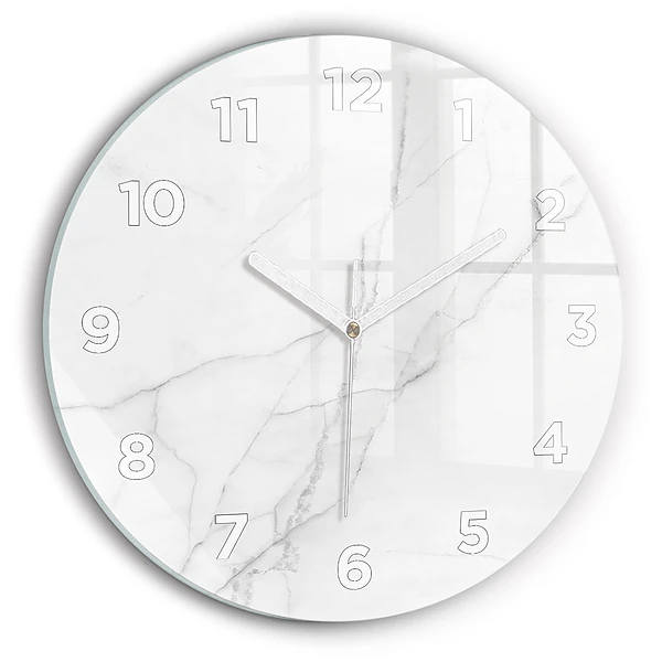 Wanduhr glas rund Dekorativer Marmor