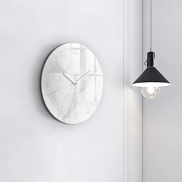 Wanduhr glas rund Dekorativer Marmor